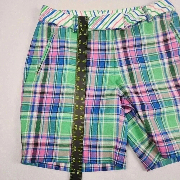 Lady Hagen Women Golf Shorts Size 4 Preppy Plaid Bright Green Pink Blue - Picture 14 of 14